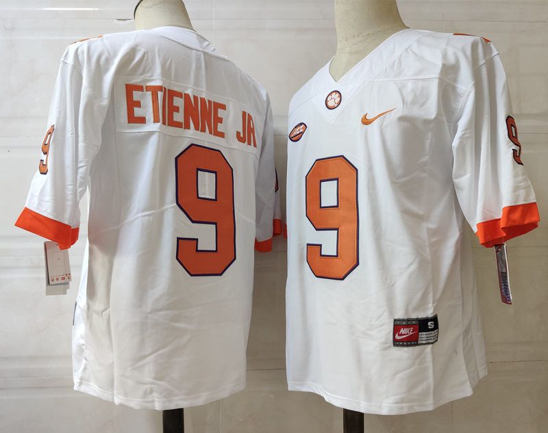 Men Clemson Tigers #9 Etienne jr White Nike 2025 NCAA Jersey